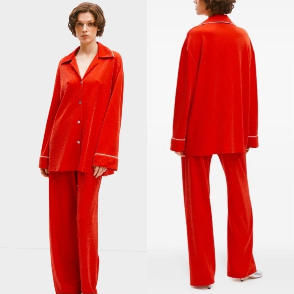 SLEEPER Red Shimmer Pajama Set